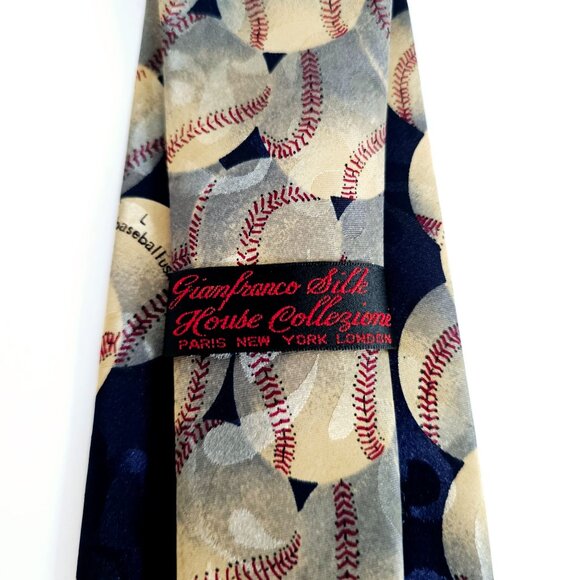 Gianfranco Silk House Collezioni Baseball Print Polyester Tie~T180.3 - Picture 2 of 4